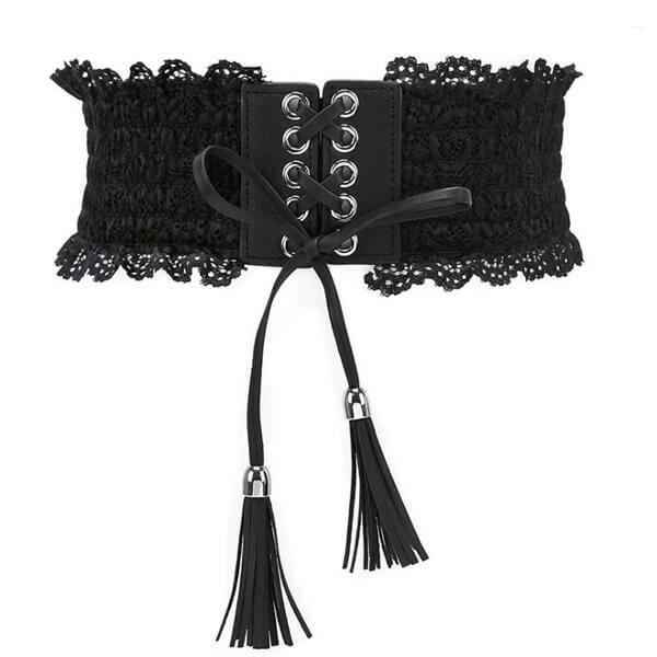 Women's Lace Elastic Belt Wide String Designer Waist Belt for Dress