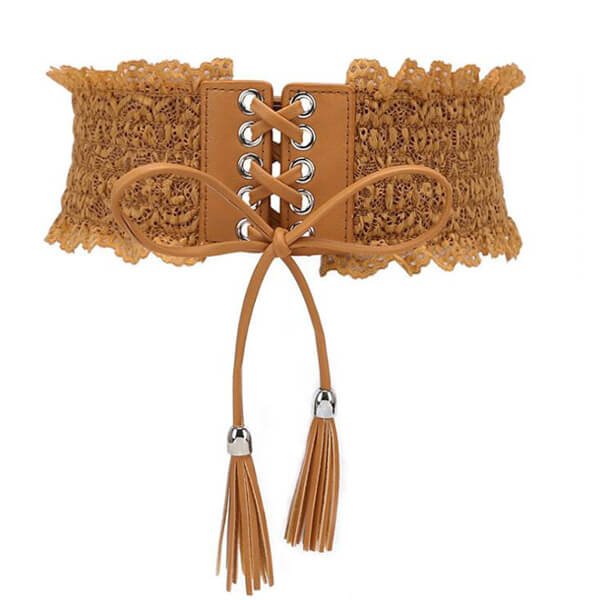 Women's Lace Elastic Belt Wide String Designer Waist Belt for Dress - Image 4