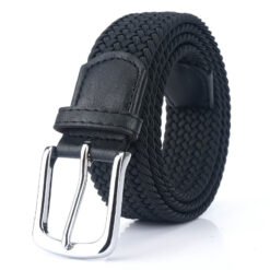 Mens Casual Knitted Pin Buckle Belt Woven Elastic Braided Stretch Belts