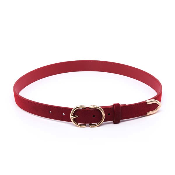 Genuine Suede Leather Belts for Women with Double D Ring Pin Buckle - Image 4