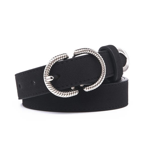 Genuine Suede Leather Belts for Women with Double D Ring Pin Buckle - Image 3