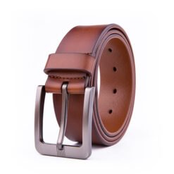 Wide Casual Dress Black Full Grain Genuine Leather Belt for Men