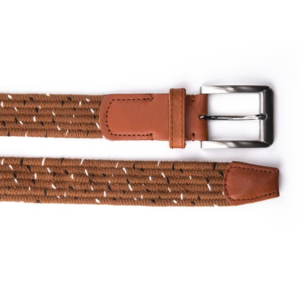 Unisex Casual Multicolor Cotton Braided Full Grian Leather Belt - Image 3