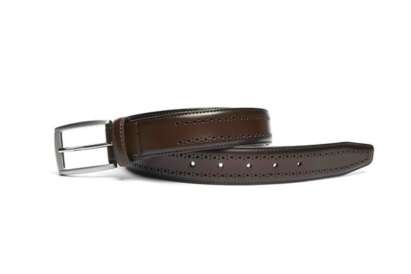 Mens Brown Leather Casual Belt With Buckle - Image 2