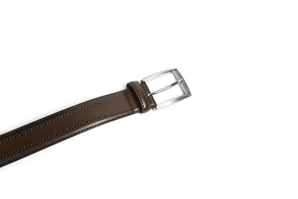 Mens Brown Leather Casual Belt With Buckle - Image 3