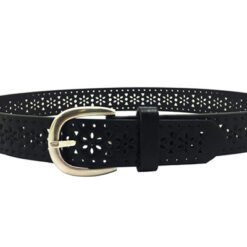 Boys Black Leather Designer Belt With Gold Buckle