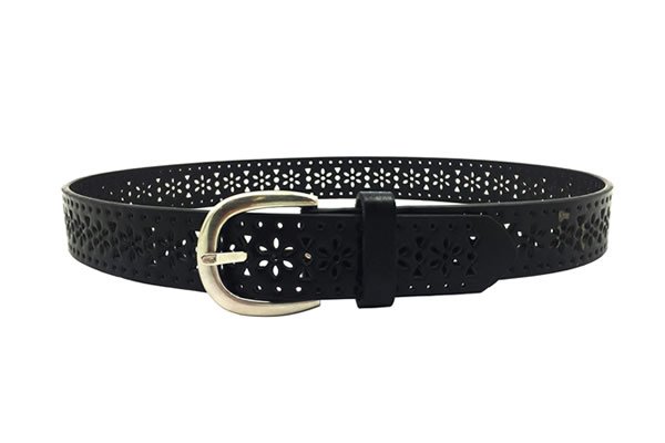 Boys Black Leather Designer Belt With Gold Buckle