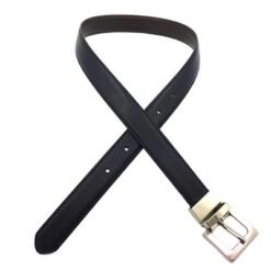Alternative view of Men Black Quality Split Leather Fashion Belt with Nickle Brushed Buckle