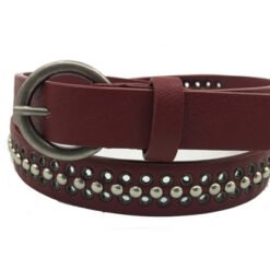 Women's Red Leather Fashion Studded Belt