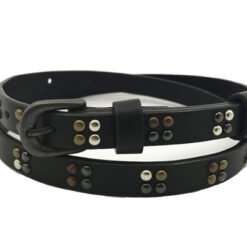 Womens Black Leather Belt With Buckle