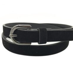 Womens Black Suede Belt With Buckle