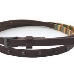 Alternative view of Womens Black Leather Skinny Rivet Belt