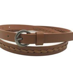 Alternative view of Womens Black Leather Skinny Fashion Belt With Buckle