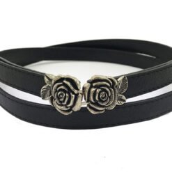 Womens Black Fashion Leather Belt With Buckle