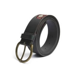Alternative view of Womens black fashion embroidary belt with gold buckle