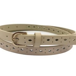 Womens Beauty White Leather Thin Dress Belt