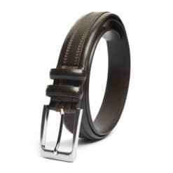 Mens Dark Brown Leather Jeans Belt With Buckle