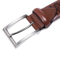 Alternative view of Mens Fashion Brown Lazer Technique Leather Belt With Buckle