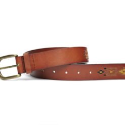 Alternative view of Mens Fashion Brown Leather Embossed Belt With Buckle