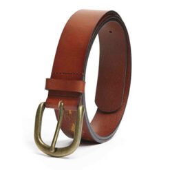 Mens Fashion Brown Leather Embossed Belt With Buckle