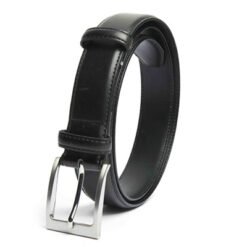 Mens Black Leather Formal Belt With Buckle