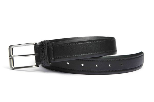 Mens Black Leather Casual Belt With Buckle - Image 2
