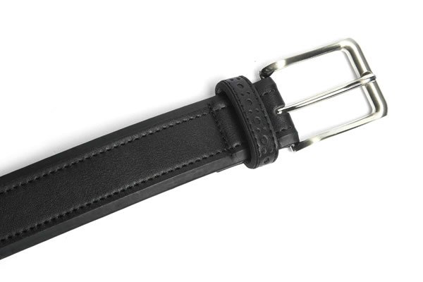 Mens Black Leather Casual Belt With Buckle - Image 3
