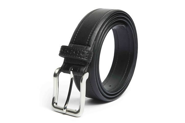 Mens Black Leather Casual Belt With Buckle