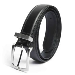Mens Black Leather Casual Belt With Buckle
