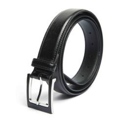 Mens Black Leather Casual Belt With Buckle