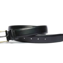 Alternative view of Mens Black Leather Casual Belt With Gold Buckle