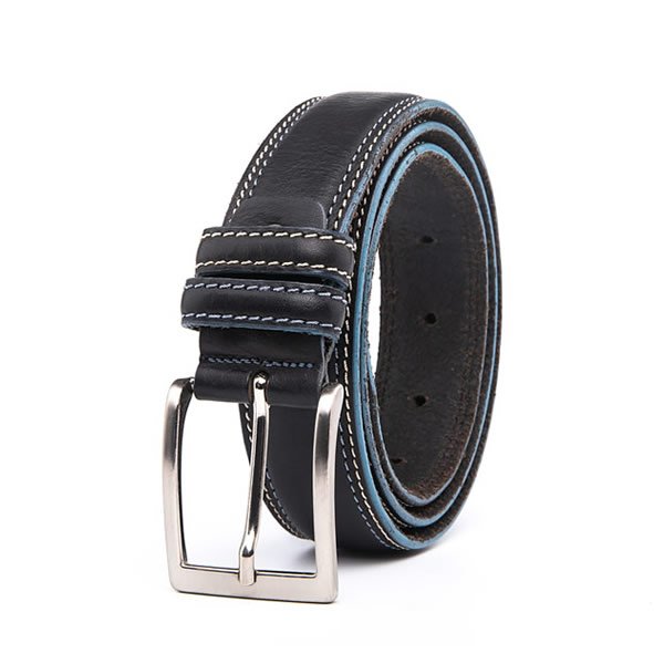 Casual Dress Black Full Grain Leather Mens Designer Belt - Image 2