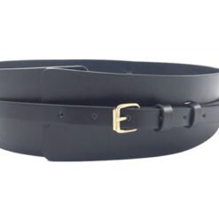 Womens Black Leather Waist Belt