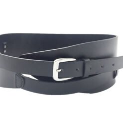Womens Black Wide Leather Waist Belt
