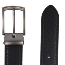 Alternative view of Mens Black Quality Leather Belt with Gunmetal Buckle