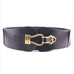 Womens Wilde PU Leather Waist Elastic Belt  for Dresses With Interlocking Buckle