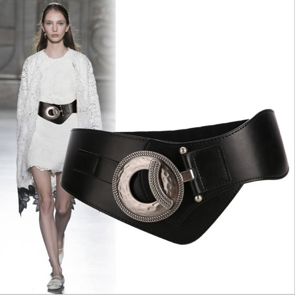 Ladies Women Slimming Elastic Waist Belts With Interlocking Buckle - Image 3