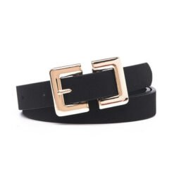 Ladies Genuine Suede Leather Belts for Dresses with Square Metal Pin Buckle