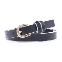 Pure Full Grain Genuine Leather Skinny Dress Belts with Pin Clasp for Ladies