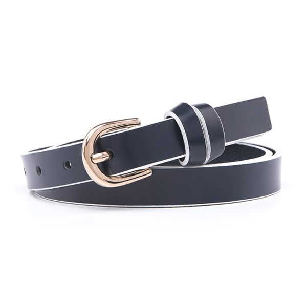 Pure Full Grain Genuine Leather Skinny Dress Belts with Pin Clasp for Ladies