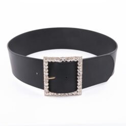 Ladies  Fashion Shiny Diamond Crystal Leather Belt with Full Rhinestone Buckle