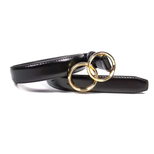 Womens PU Leather Belts with Double O-Ring Buckle for Dresses - Image 3