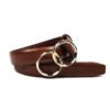 Womens PU Leather Belts with Double O-Ring Buckle  for  Dresses