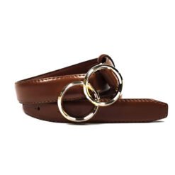 Womens PU Leather Belts with Double O-Ring Buckle  for  Dresses