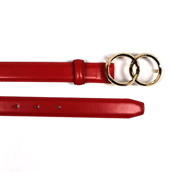 Womens PU Leather Belts with Double O-Ring Buckle for Dresses - Image 6