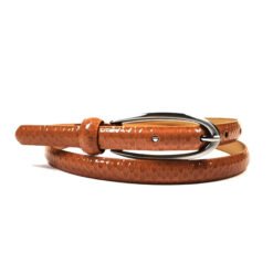 Womens Designer Snake PU Leather Thin Strap Wrap Skinny Belt with Pin Buckle for Dress