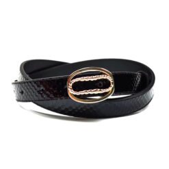 Designed Custom Leather Dress Belt with Gold Metal Plain Buckle for Women