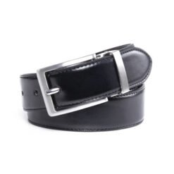 Alternative view of Black Brown Reversible Pin Belt Buckle Mens PU Leather Belt