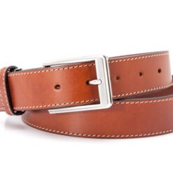 Mens Light Brown Full Grain Leather High Quality Belt with Buckle
