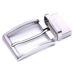 Leather Belt Silver Reversible Belt Buckle for Men